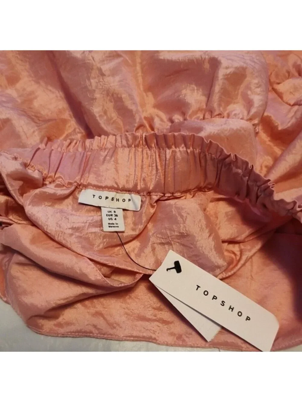 Topshop A-line Full Skirt Tiered Pleated Women Size 8 Pink Pull-on NEW